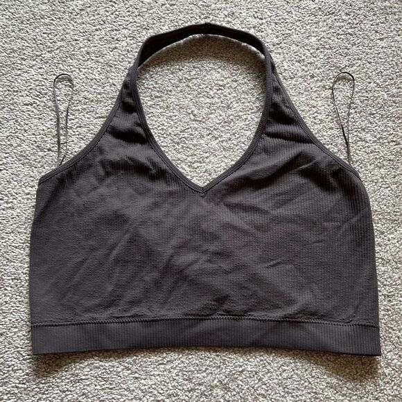 Garage Grey Halter Crop Top - Picture 1 of 3